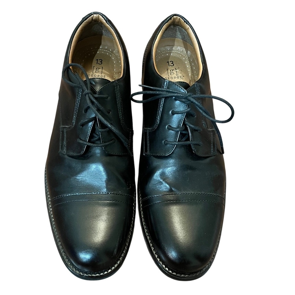 George Cap Toe Derby Shoes Men Black Lace Up Dress Shoes 13